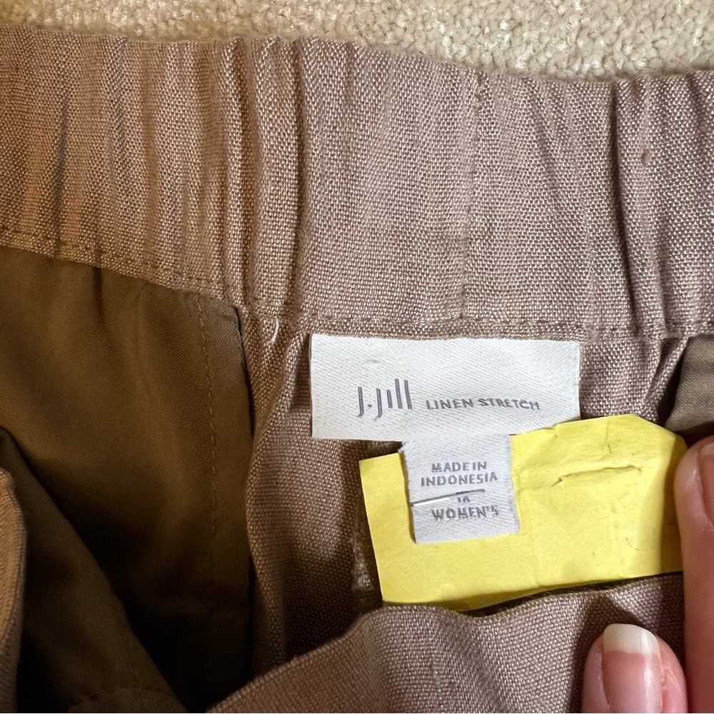 j jill brown linen blend lightweight straight leg stretch pull on pants women 1X - Picture 9 of 11
